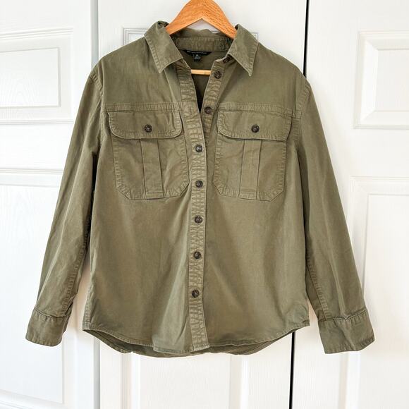 Banana Republic Olive Green Oversized Shirt Jacket EUC Size XS Cotton Twill - Picture 3 of 8